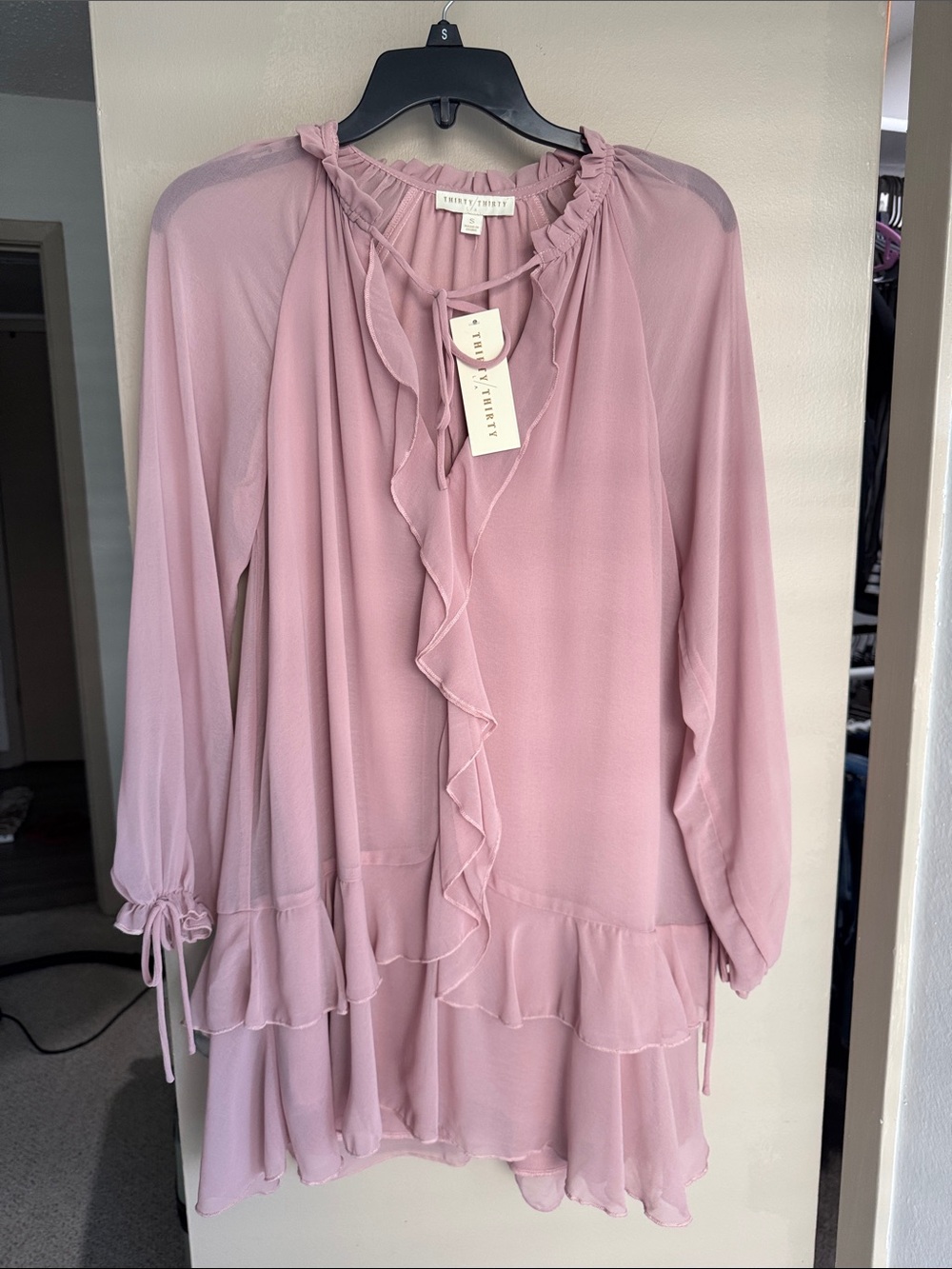 Velvet by Graham & Spencer Mauve Ruffle-Trim Midi Dress